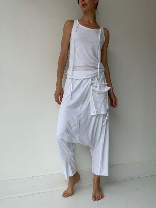 pal offner drop crotch pull on trousers WHITE