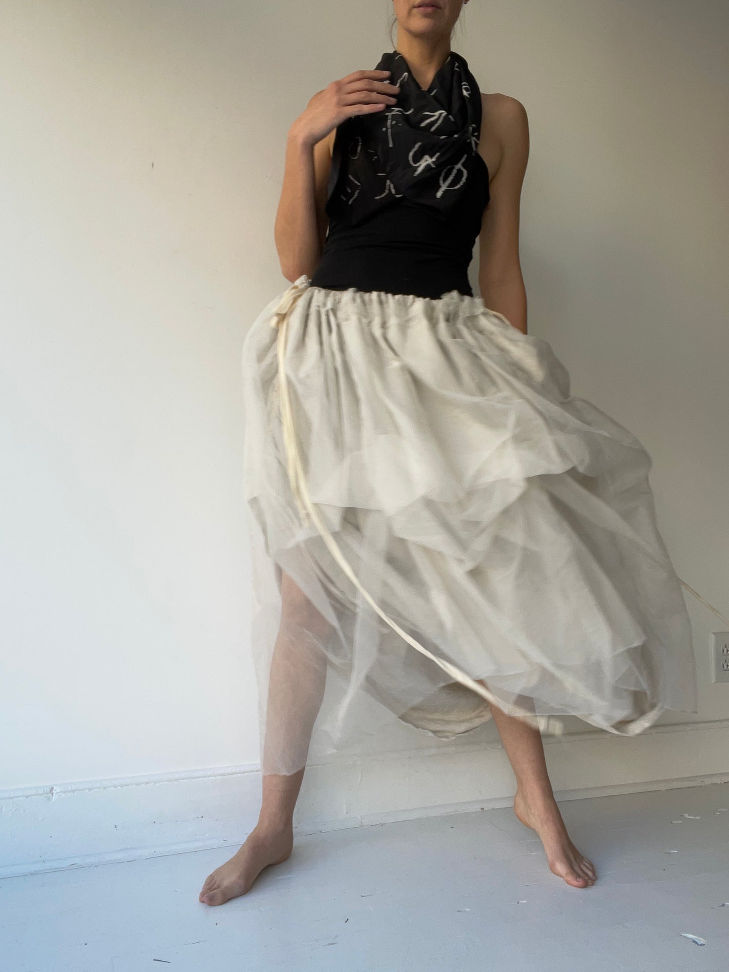 ash holden black silk cypher print scarf