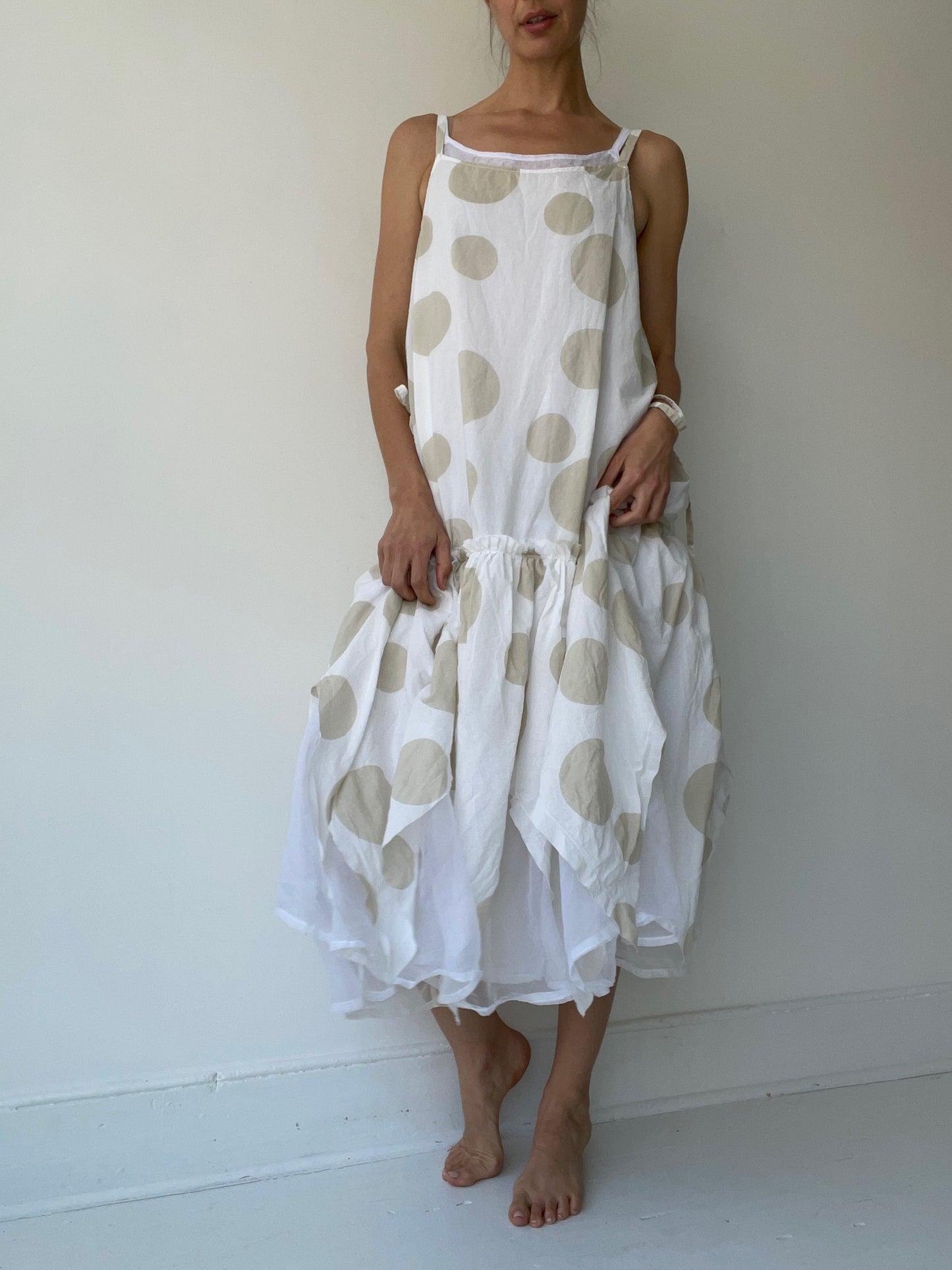 krista larson long polka dot vintage slip