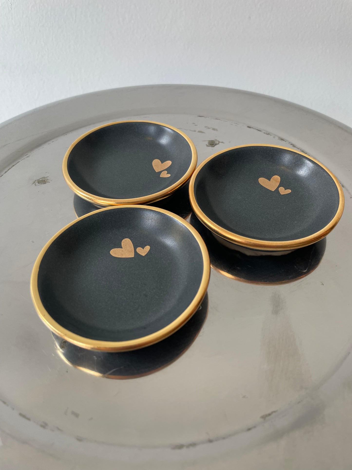 black double heart trinket dish