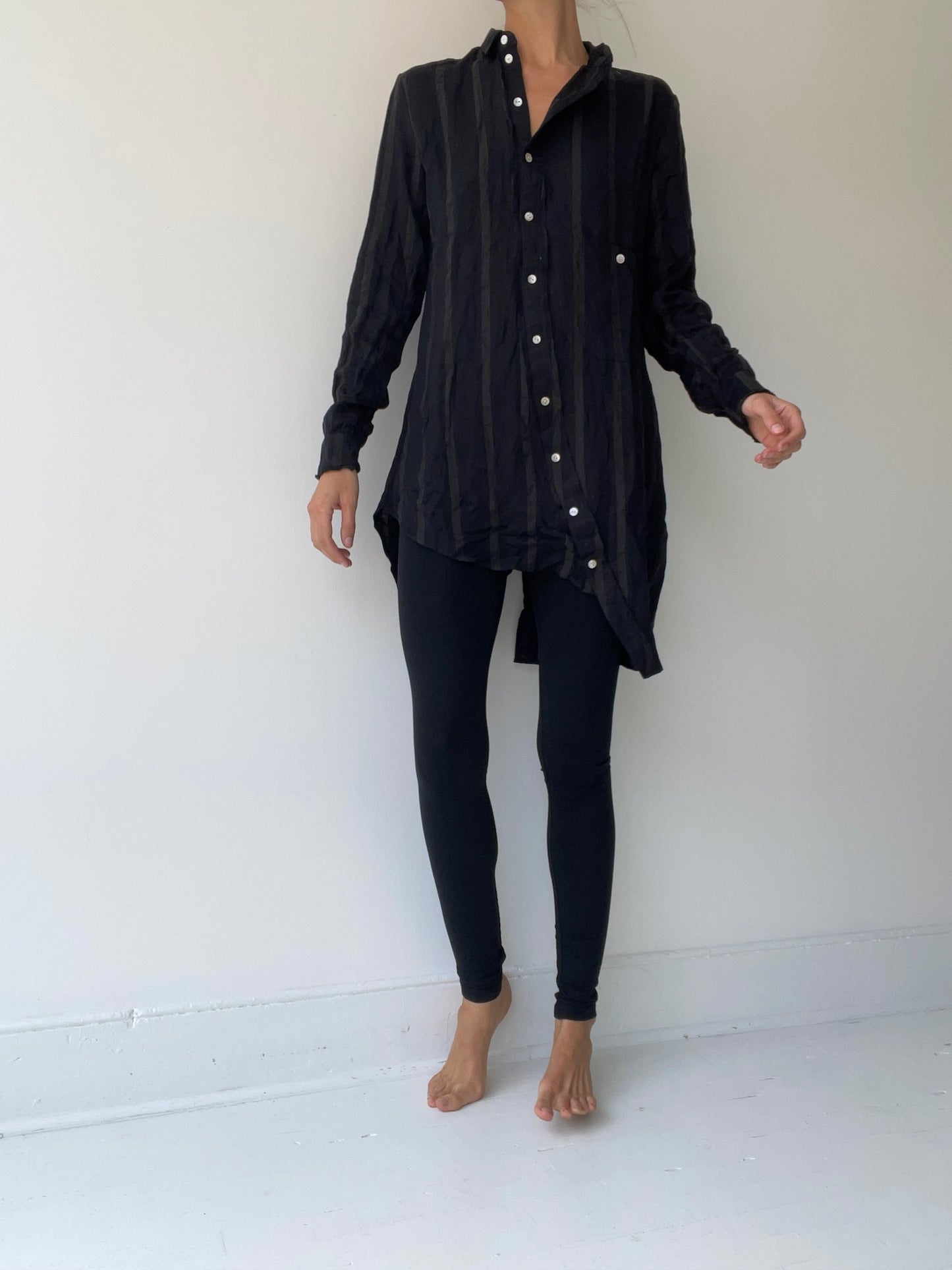aleksandr manamïs bias collar stripe shirt
