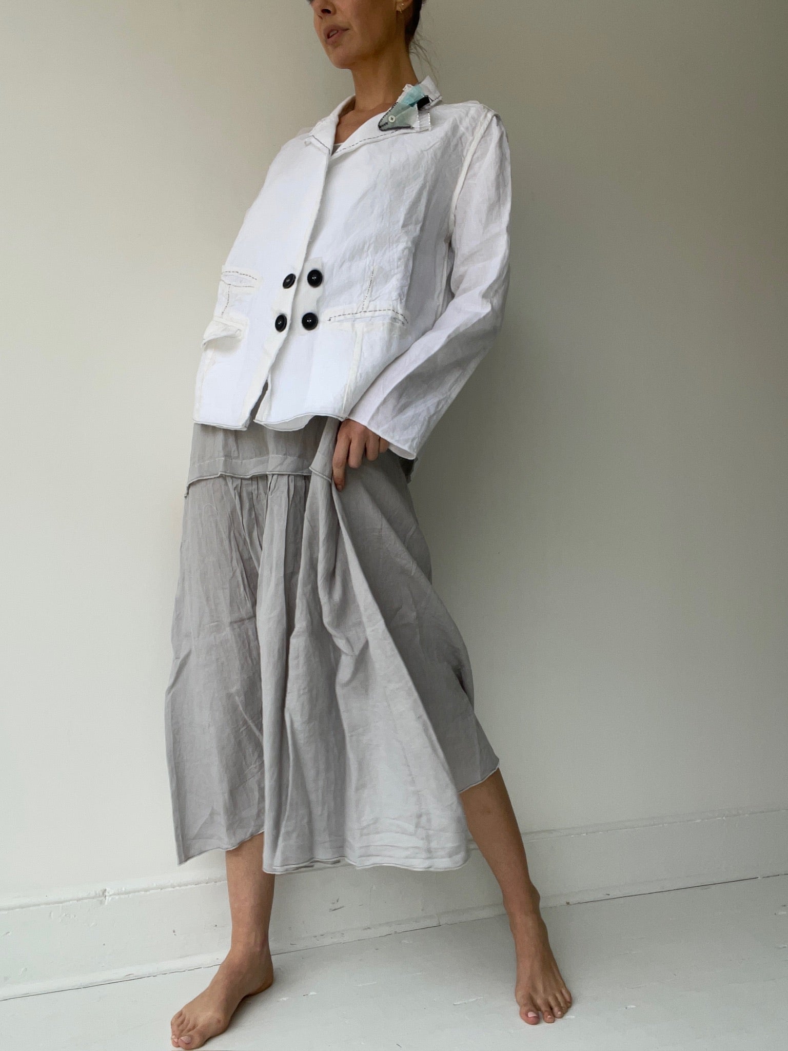 an umit unal stitch blazer coat with 100% linen