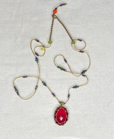 indian glass red tibetan short necklace