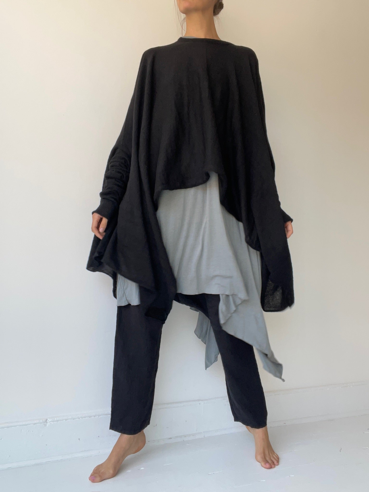 a barbara bologna salotto sweater BLACK with 28% superfine alpaca 10% wool, 30% acrylic/ 32% acrylic