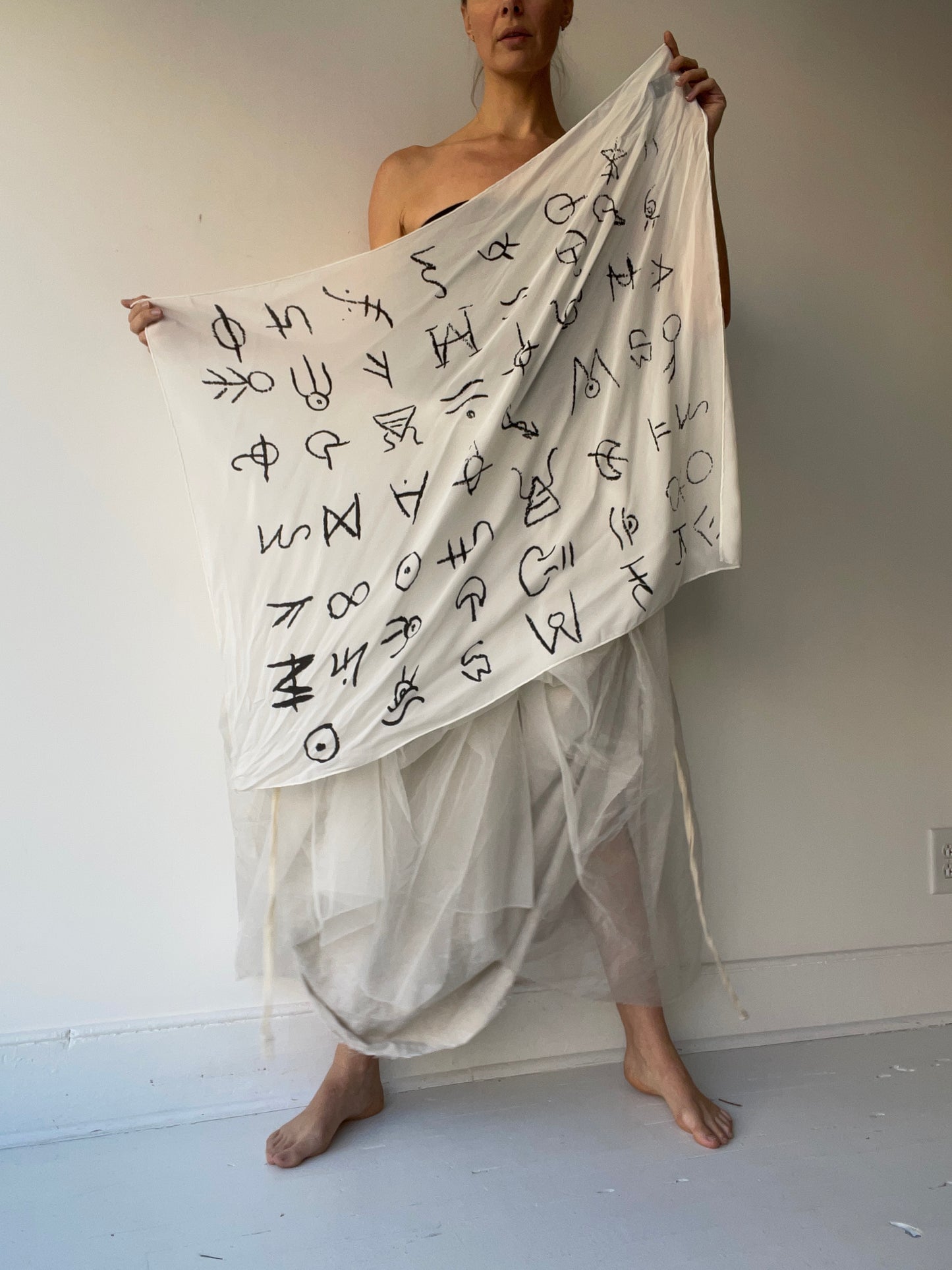 ash holden silk cypher print scarf