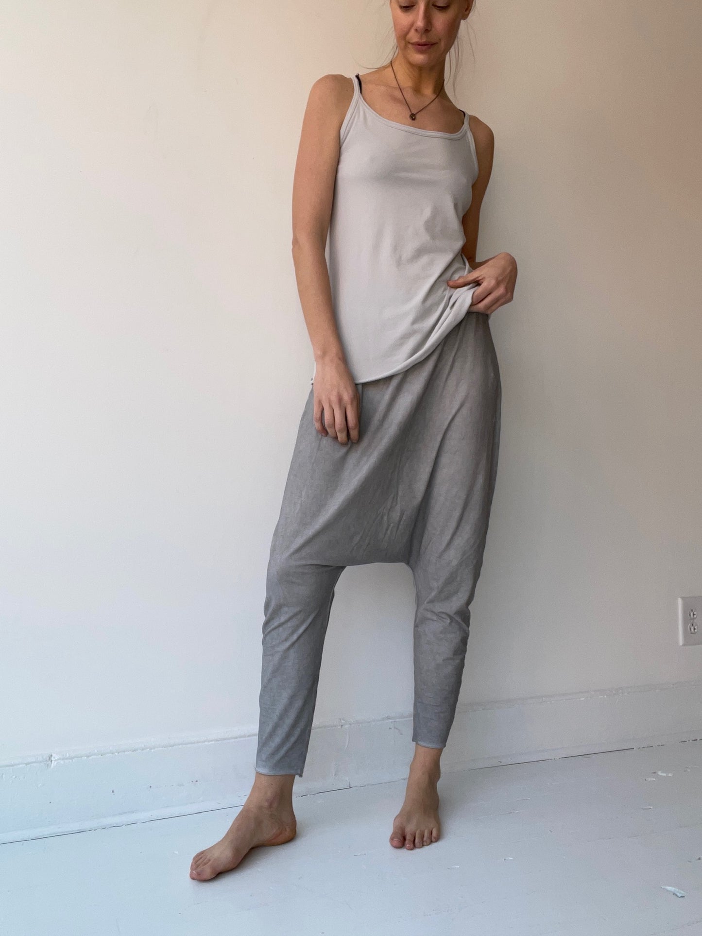a rundholz black label grey strappy stretch tank top