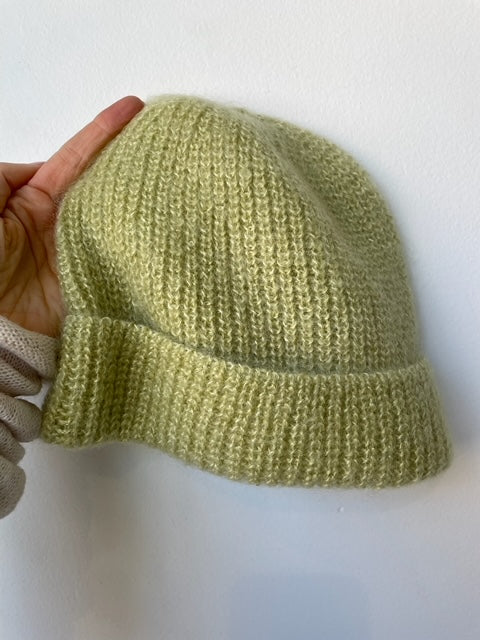 a chisaki ao beanie with 70% mohair/30% silk