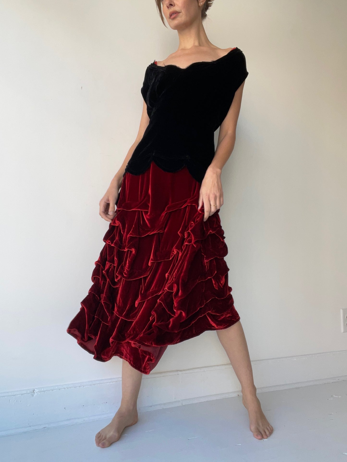 a krista larson seaside cami BLACK VELVET top with silk/rayon velvet