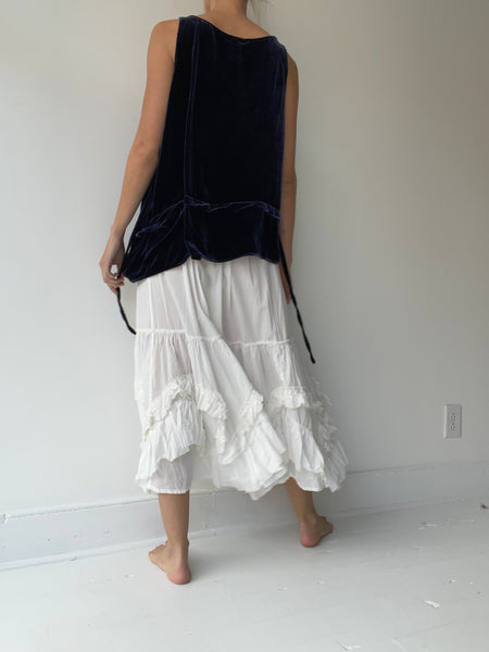 crop creased tank BLUE