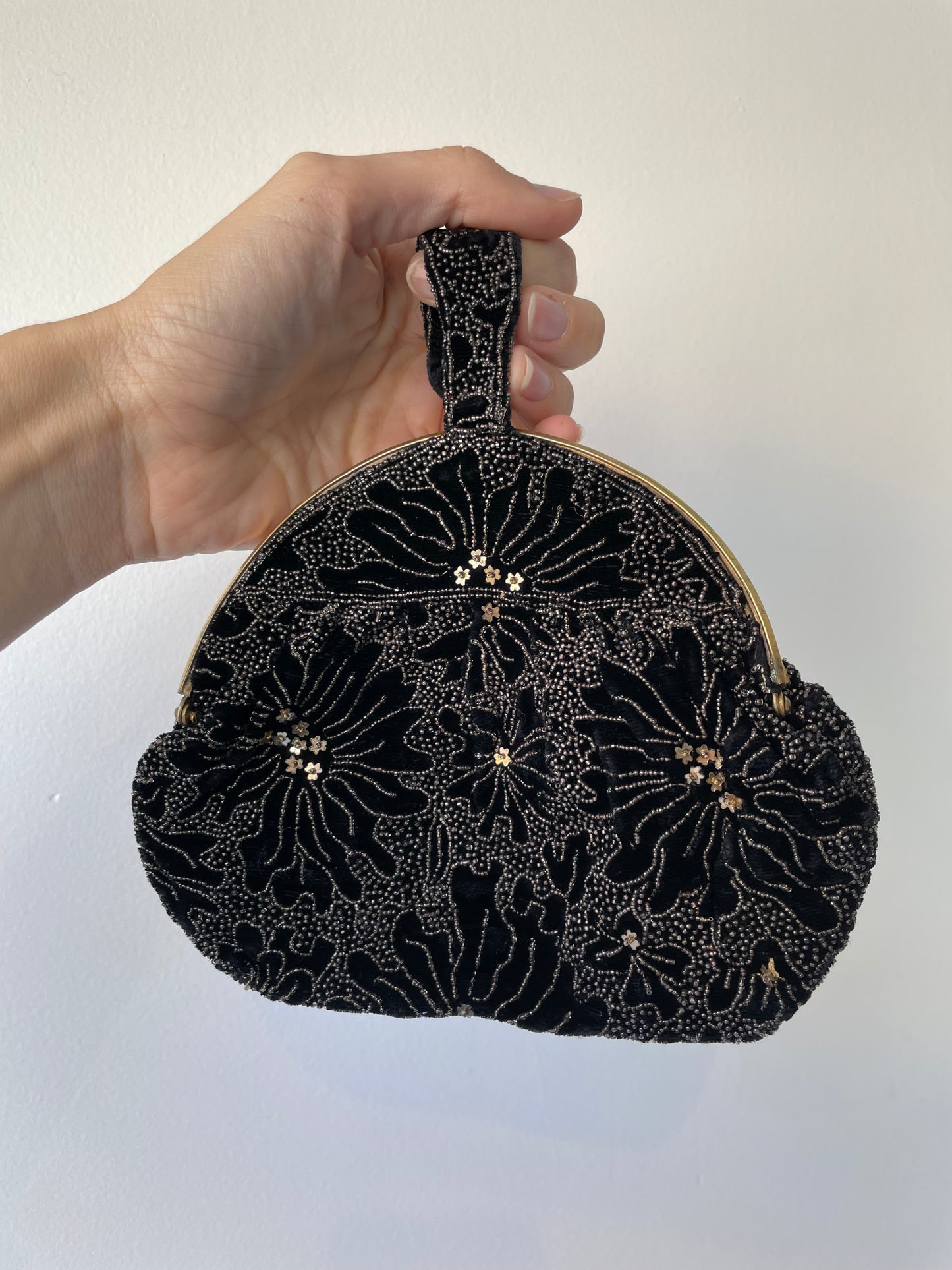 vintage velvet beaded purse