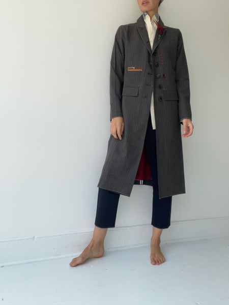 umit unal pinstripe coat