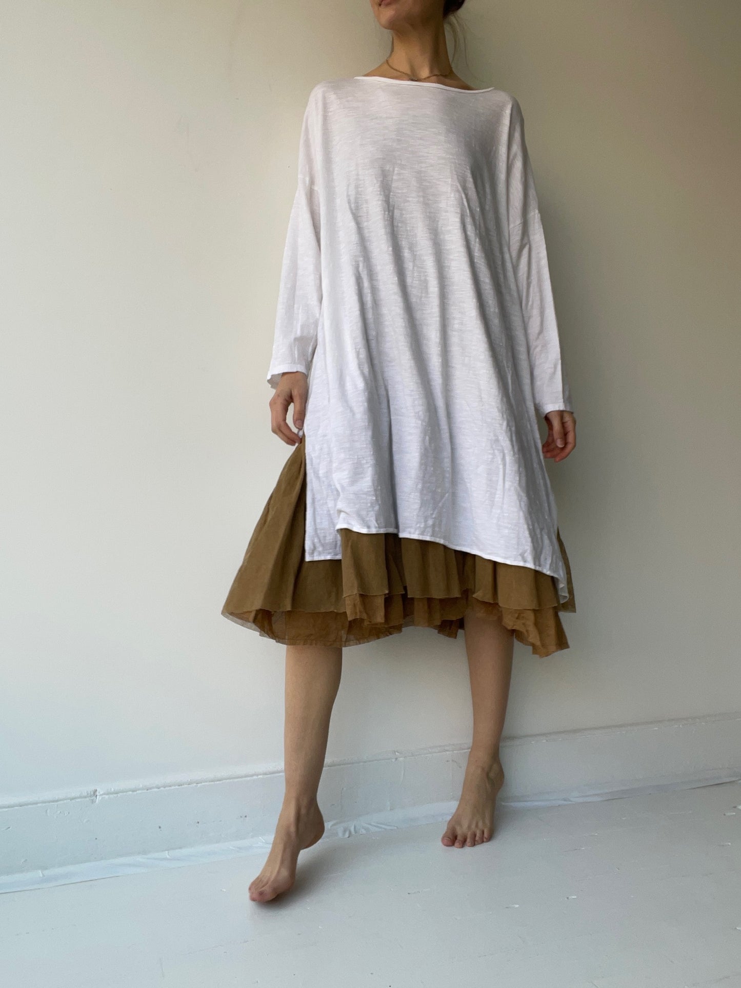 a side slit dress by krista larson light cotton