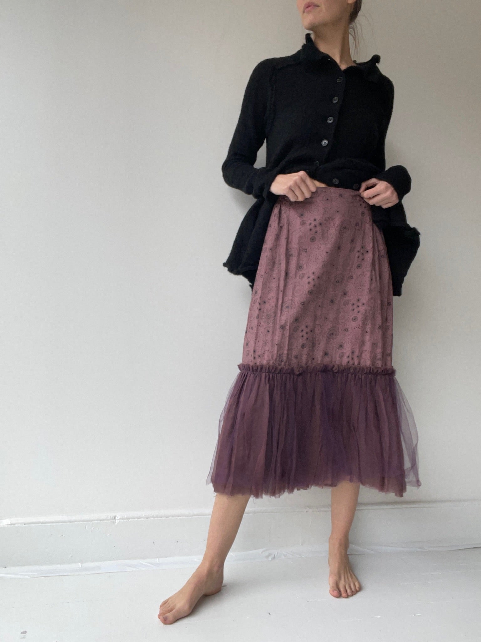 a preloved print + tulle skirt by krista larson cotton