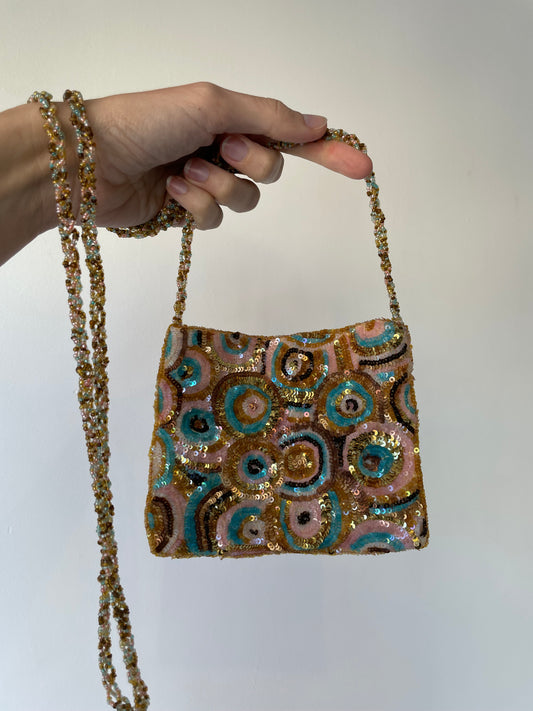 vintage sequin circle purse