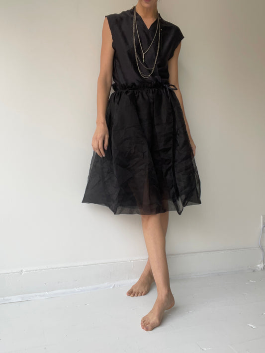 an ash holden wrap dress with silk/organza