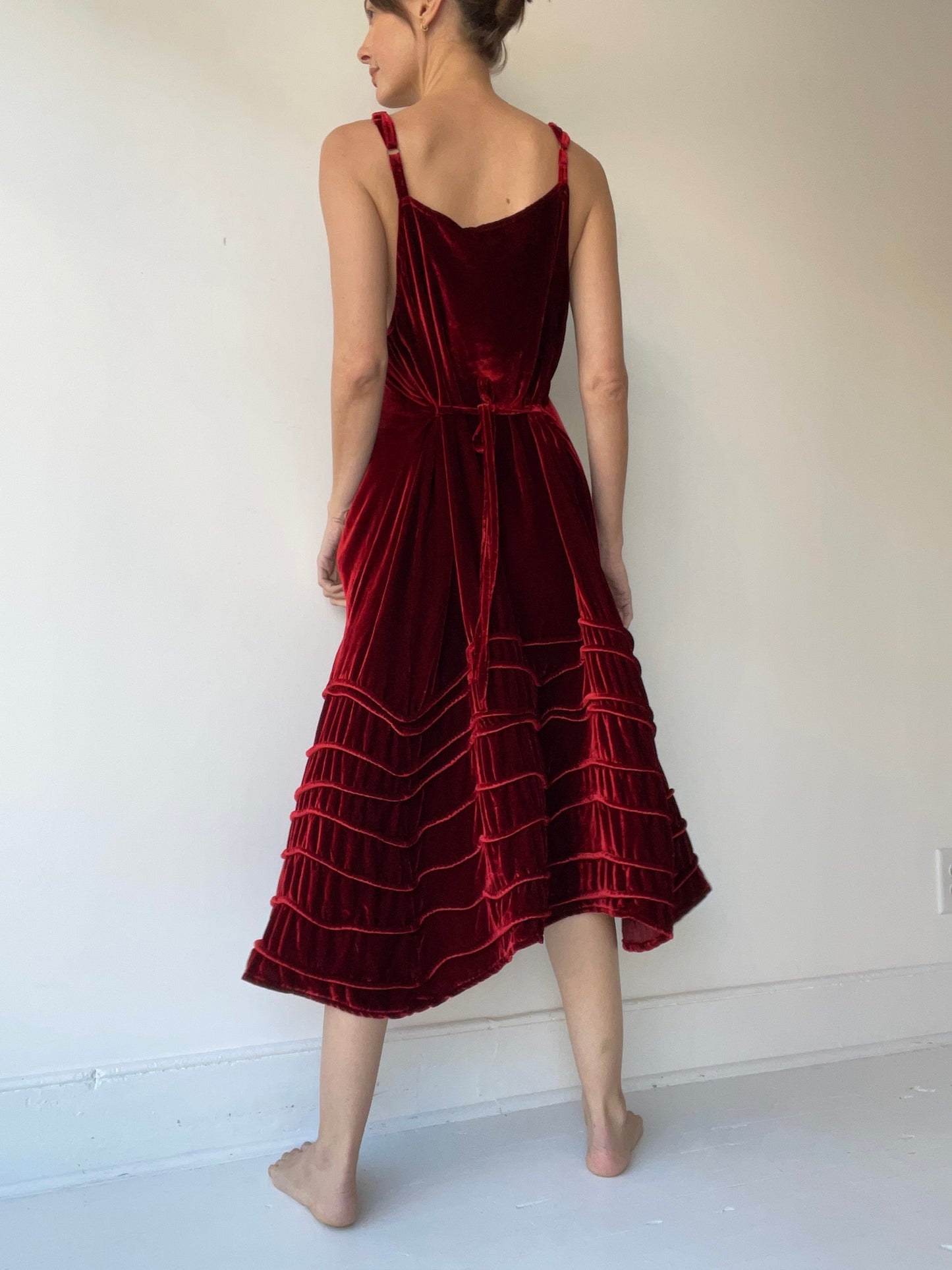 krista larson long spring slip vermillion velvet