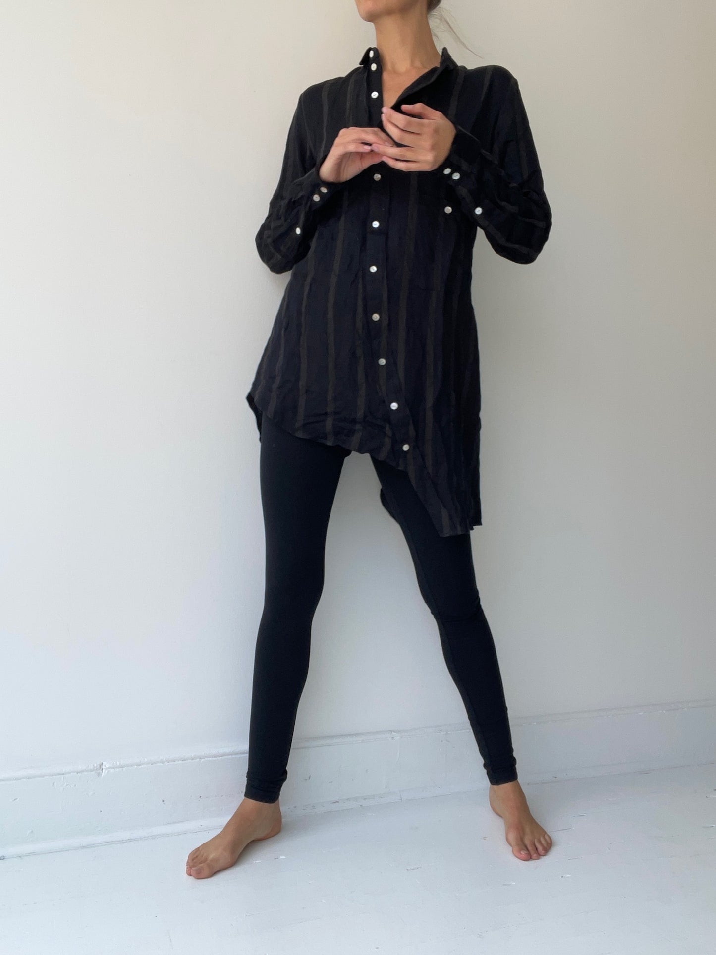 aleksandr manamïs bias collar stripe shirt