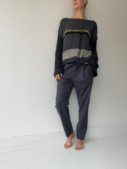 umit unal open knit sweater