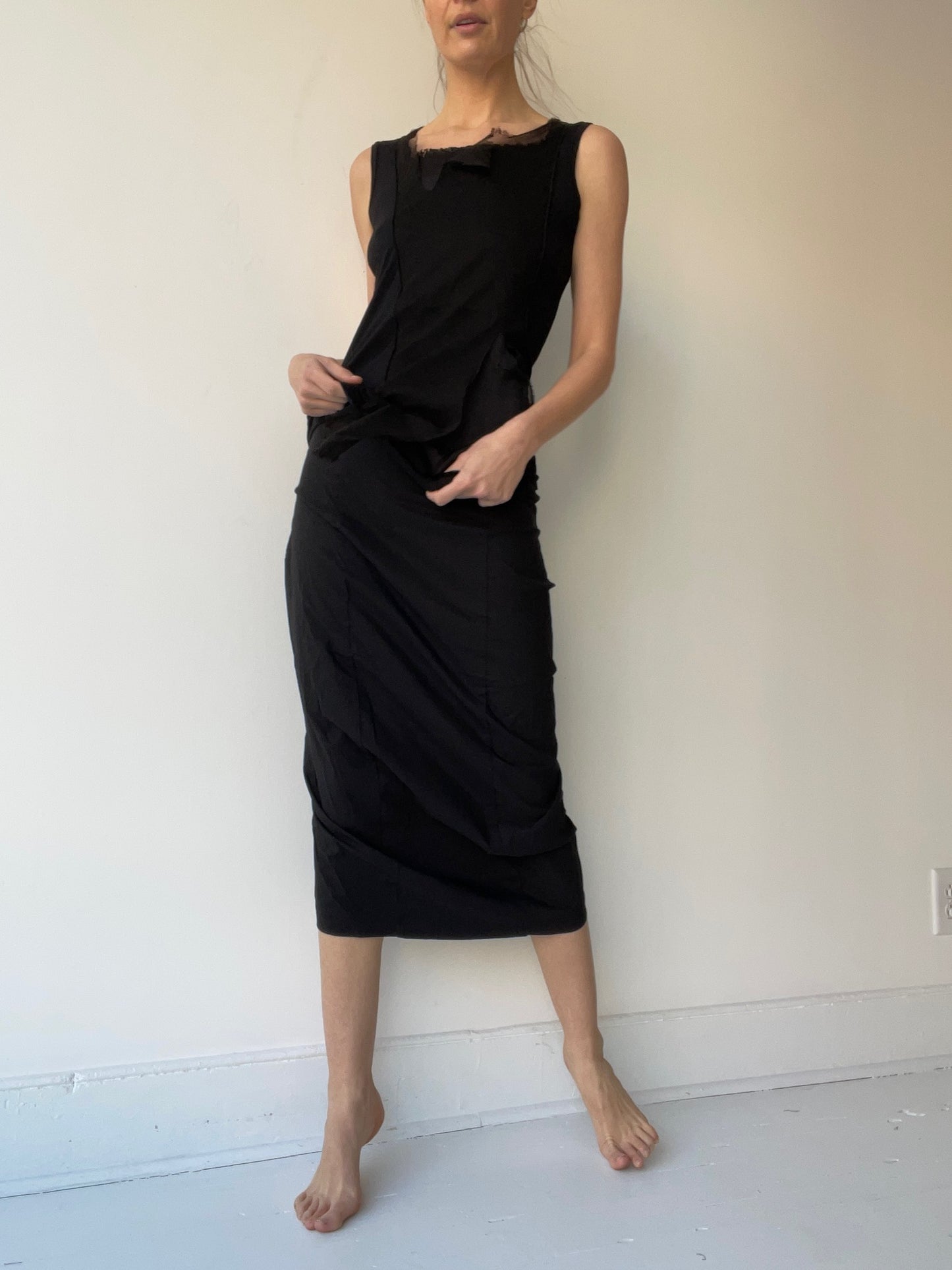 a rundholz dip black mesh layer tank top