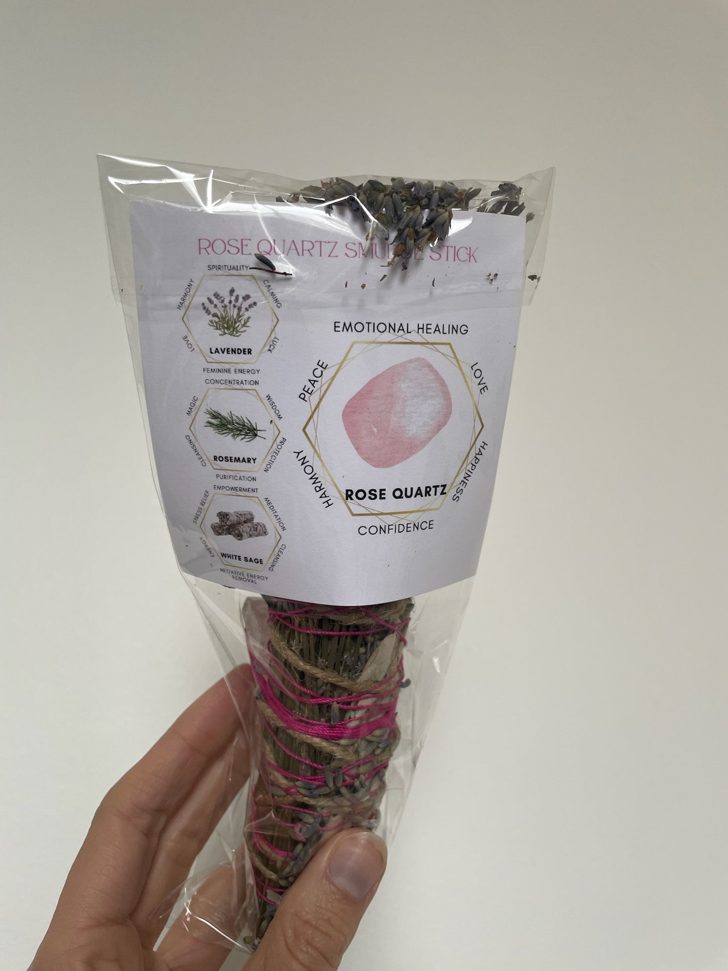 rose quartz smudge stick