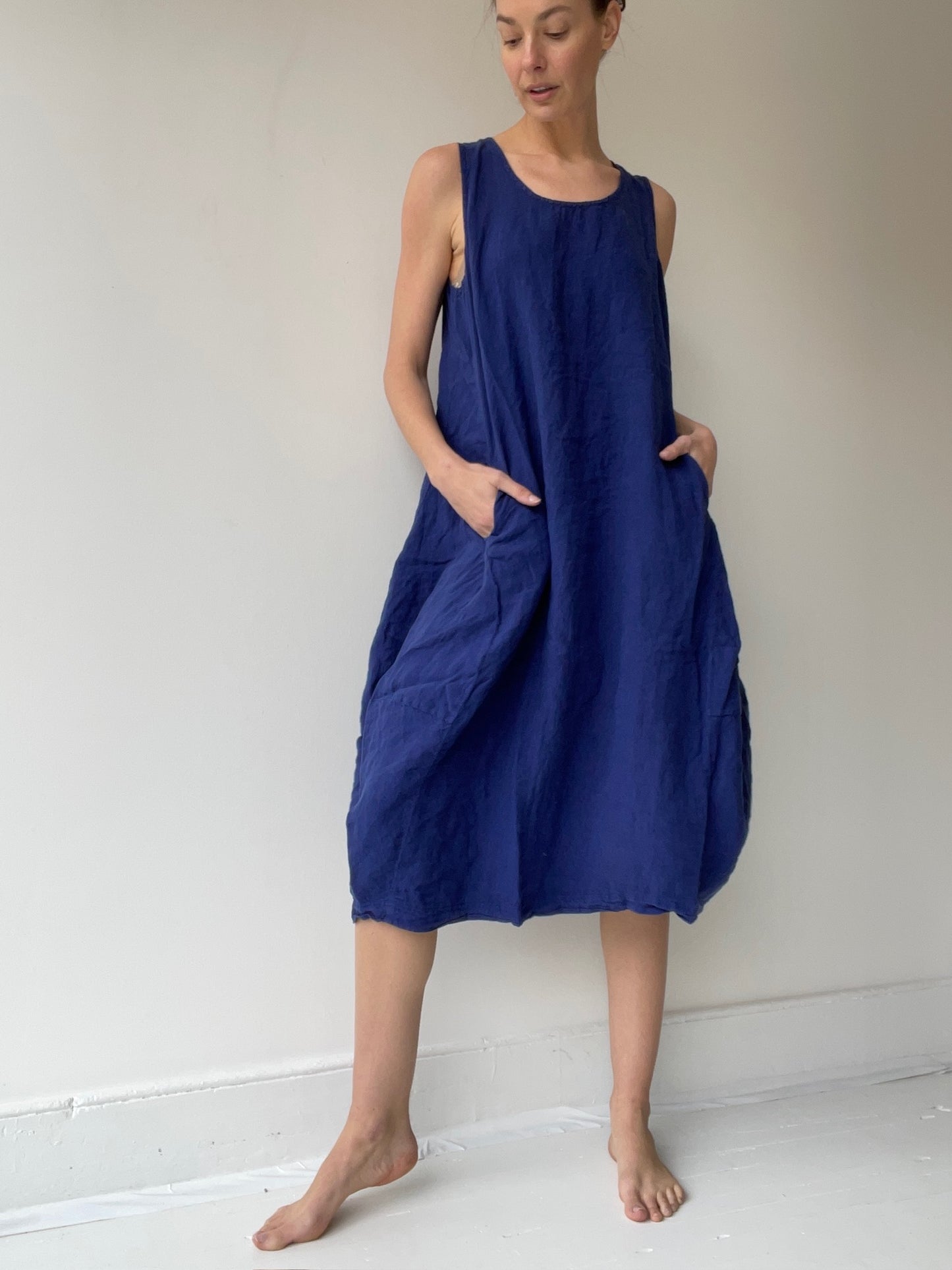 azur linen dress