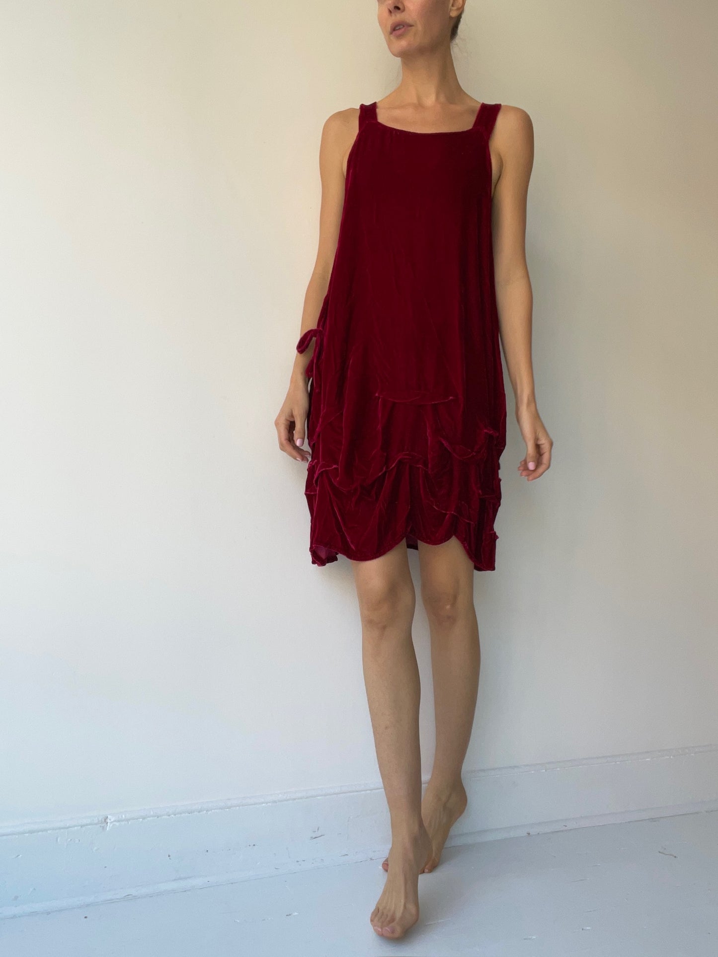 a krista larson short wavey slip with silk/rayon velvet