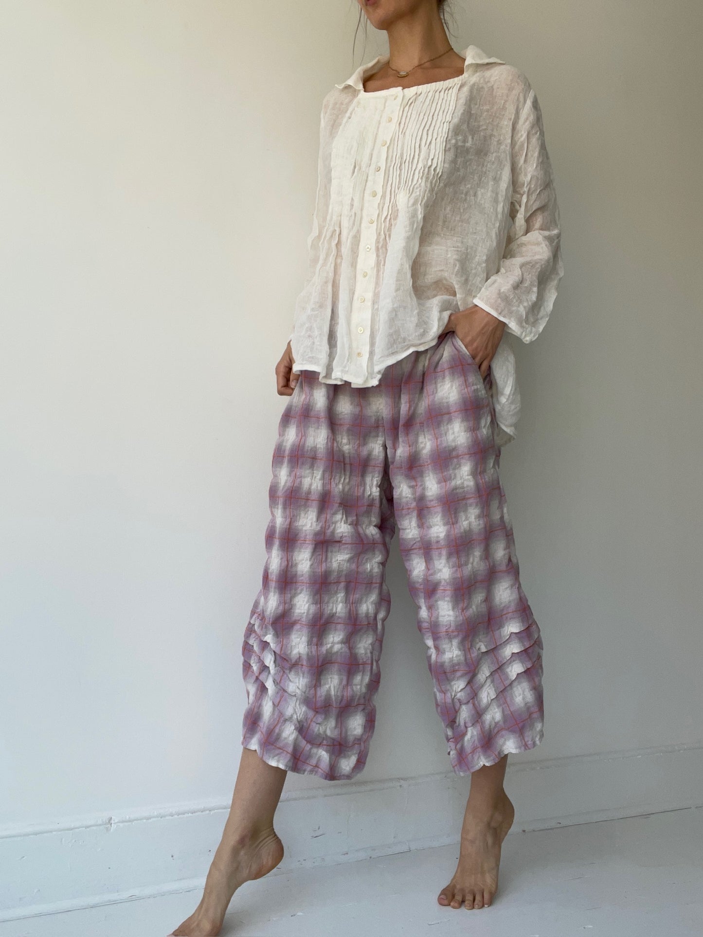 krista larson plaid basic detail pants