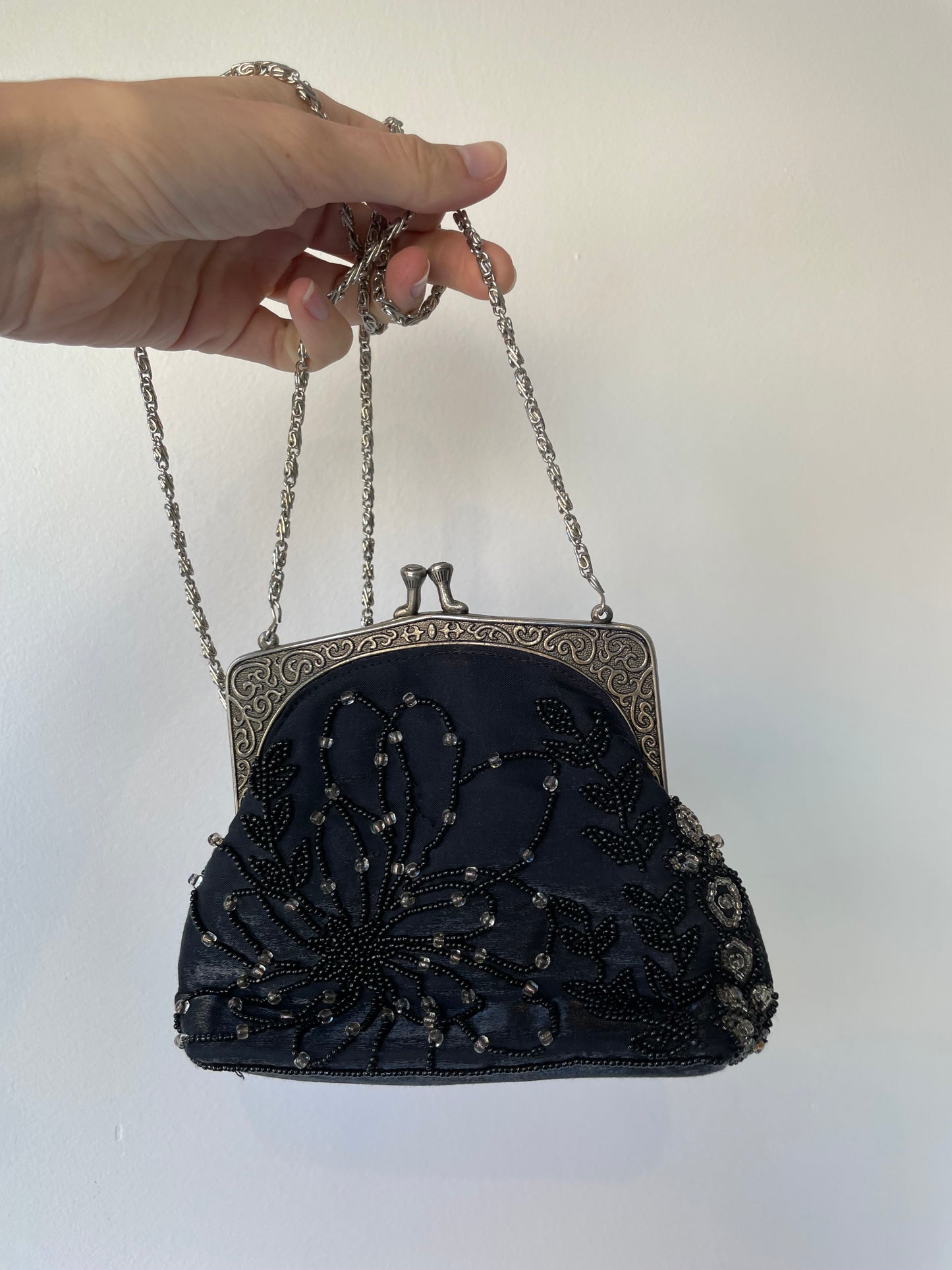 vintage satin beaded purse