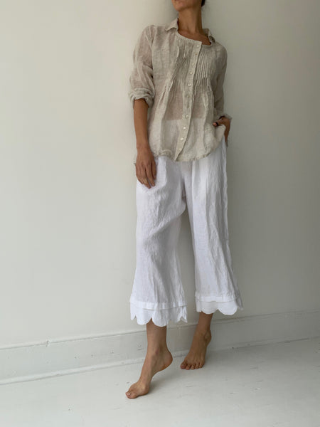 krista larson scalloped pants WHITE