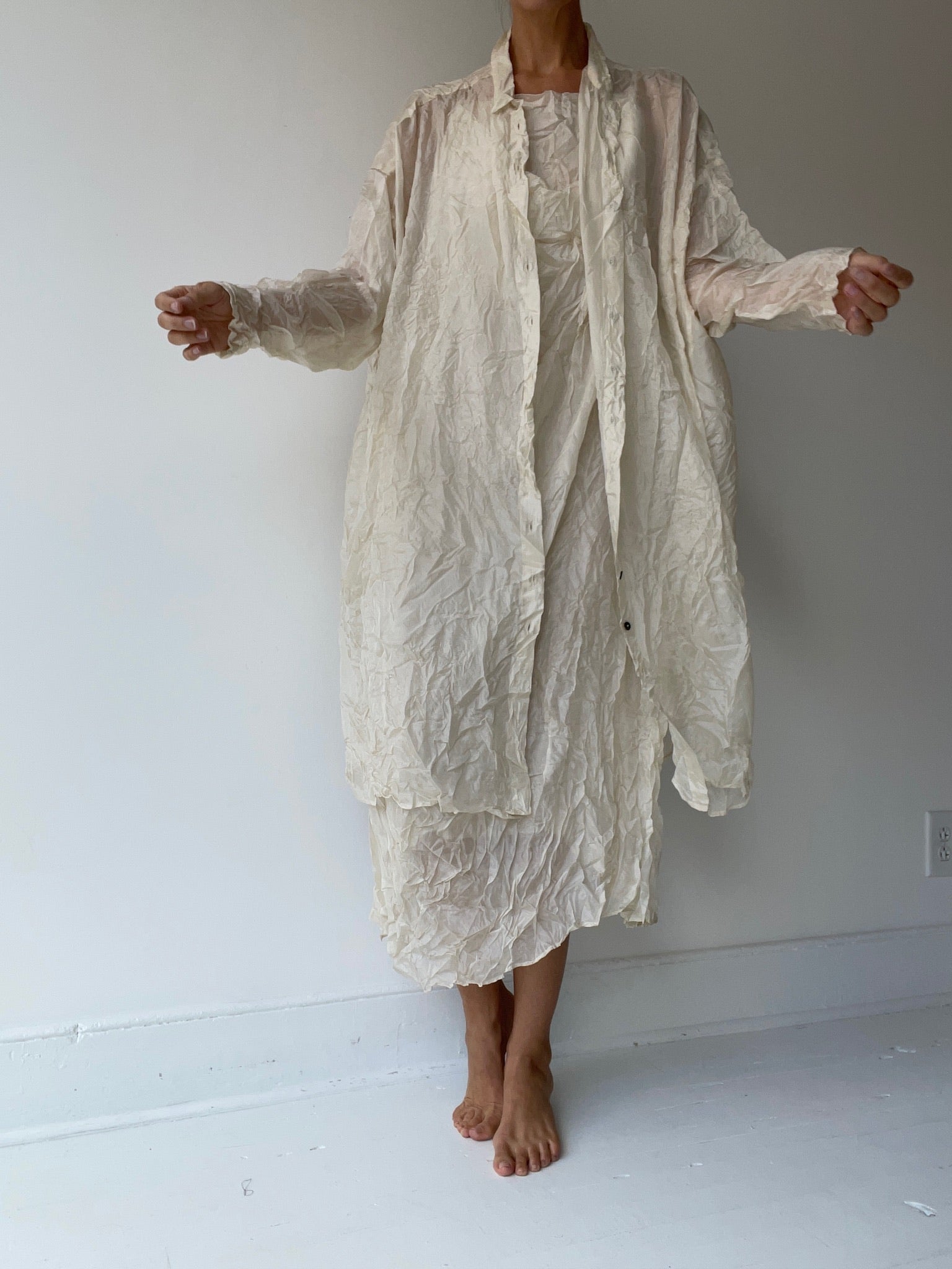a rundholz dip silk shirt dress with 100% silk