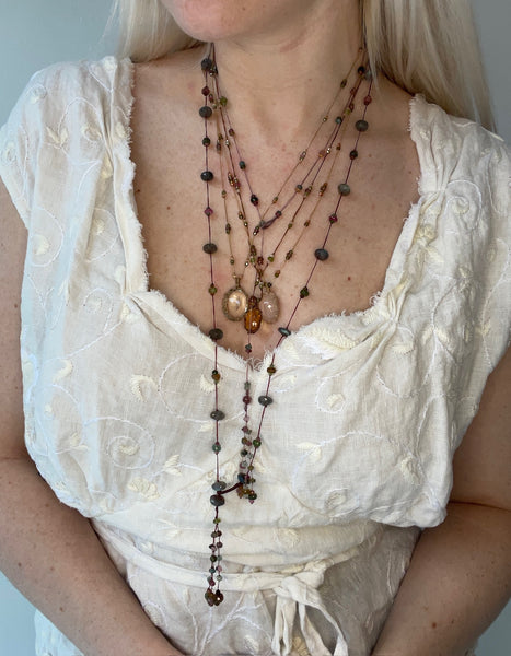 holy labradorite and tourmaline long necklace