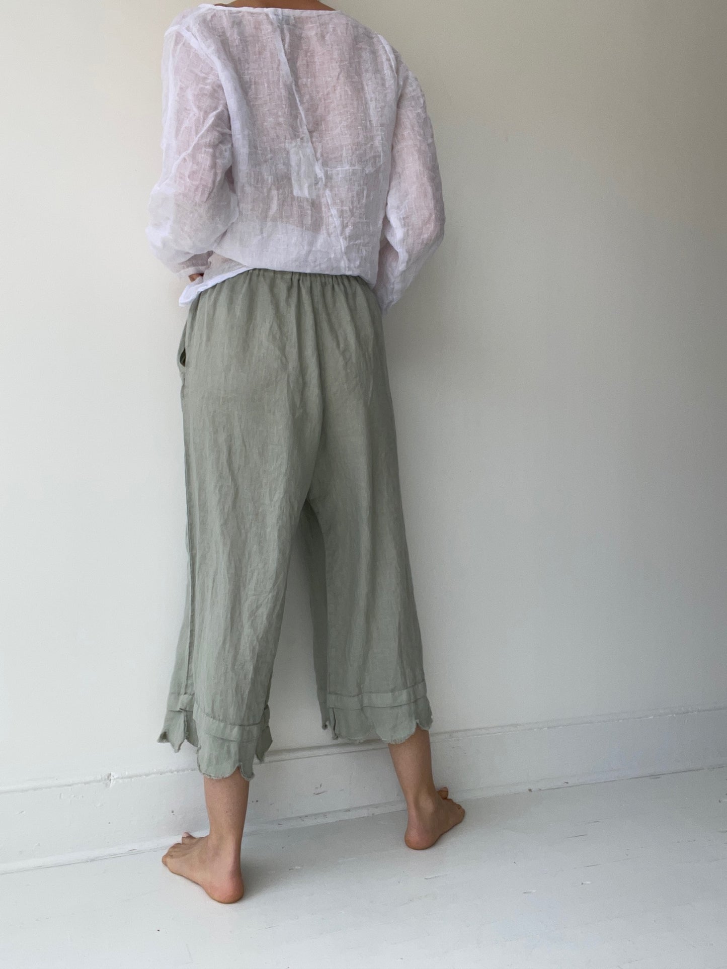 krista larson scalloped pants PISTACHIO