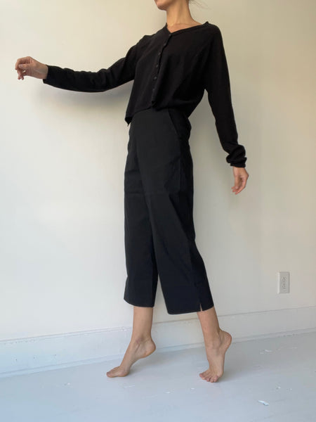 crop stretch trousers BLACK