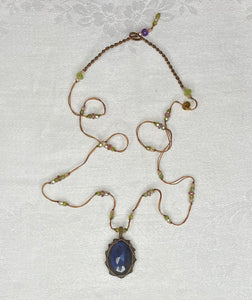labradorite blue tibetan short necklace