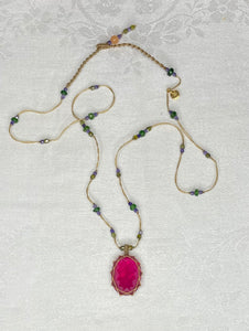 indian glass pink tibetan short necklace