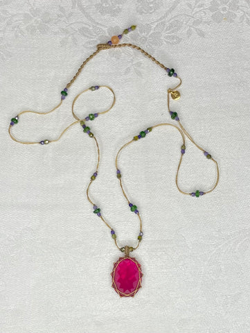 indian glass pink tibetan short necklace