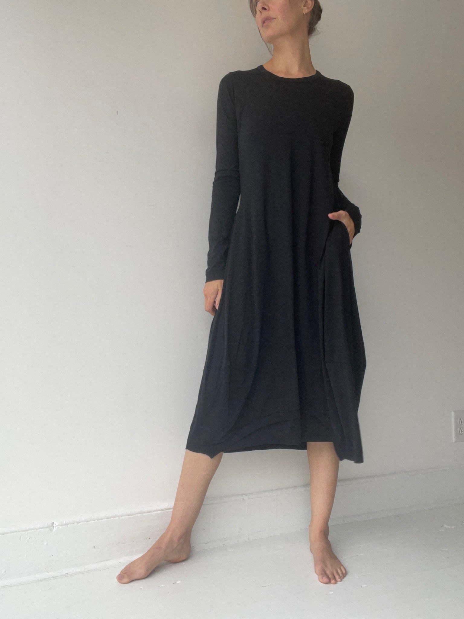 a rundholz black label soft tee dress with 67% lyocell/33% cotton