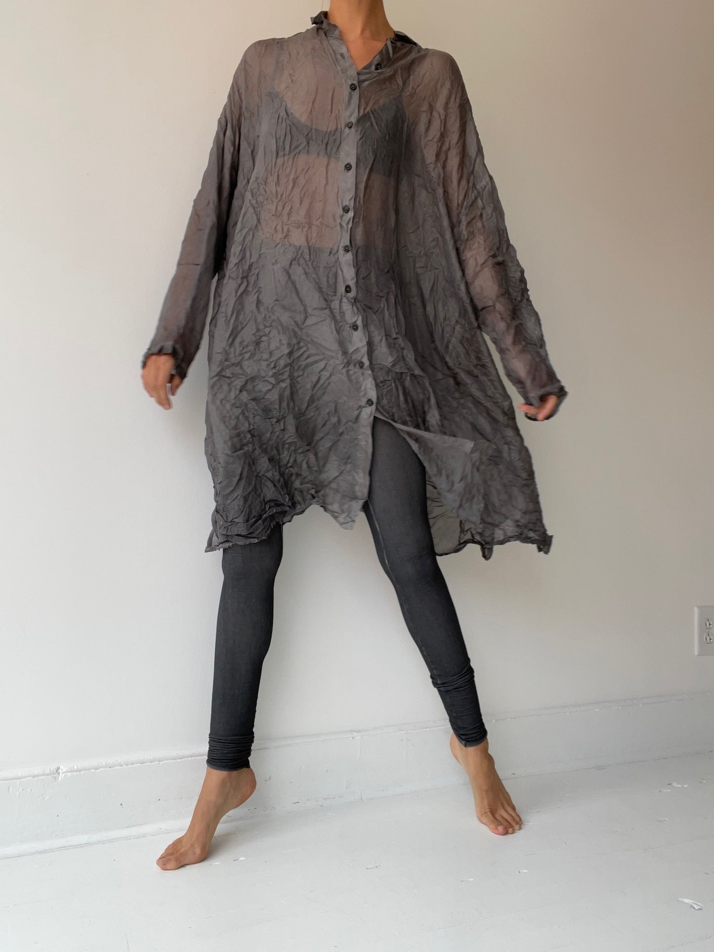 rundholz dip silk shirt dress GRAY