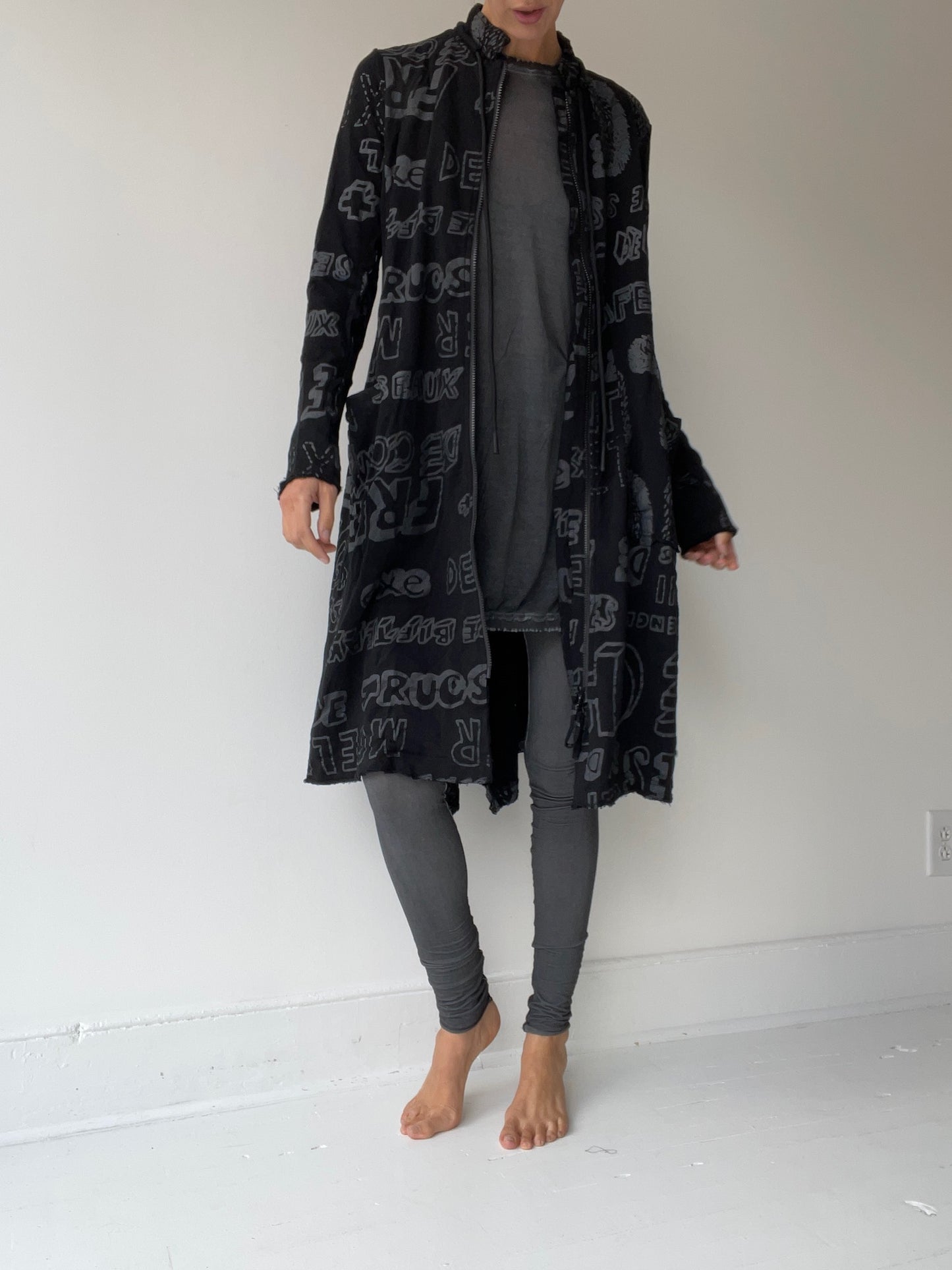 a rundholz black label long zip coat with 100% cotton