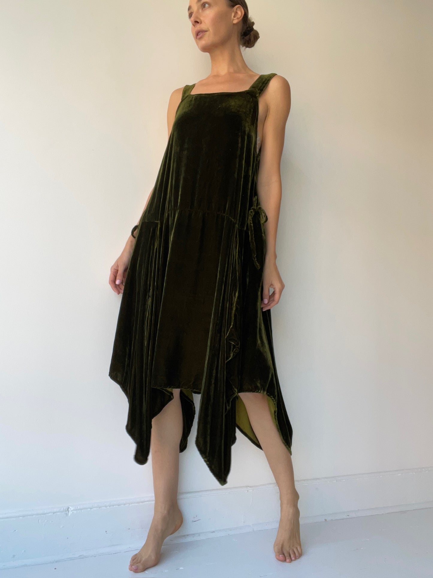 krista larson long pinwheel slip OLIVE VELVET