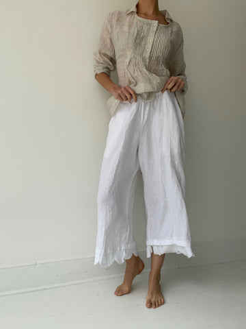 krista larson scalloped pants WHITE