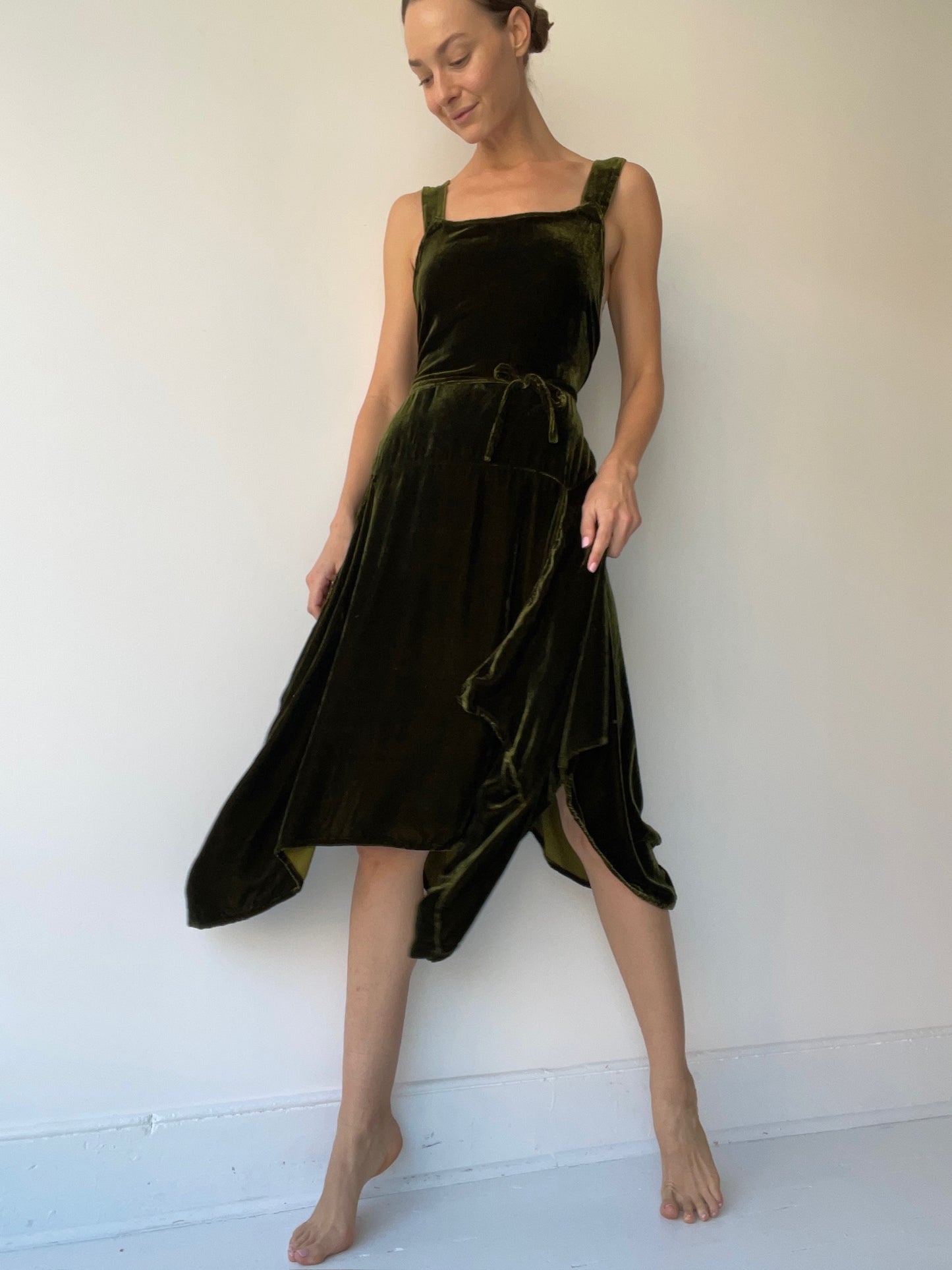 krista larson long pinwheel slip OLIVE VELVET
