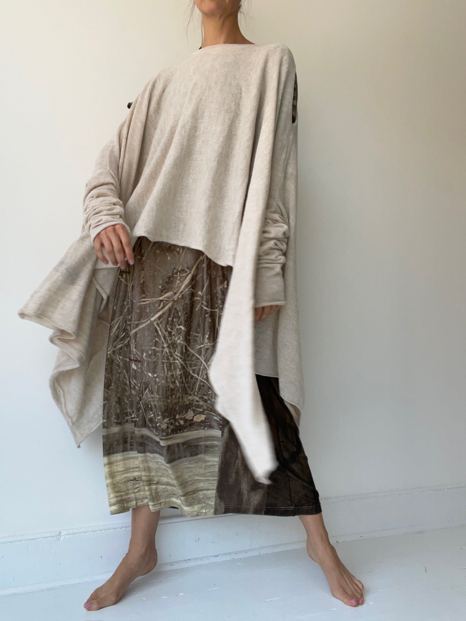 a barbara bologna salotto sweater NATURAL with 28% superfine alpaca 10% wool, 30% acrylic/ 32% acrylic
