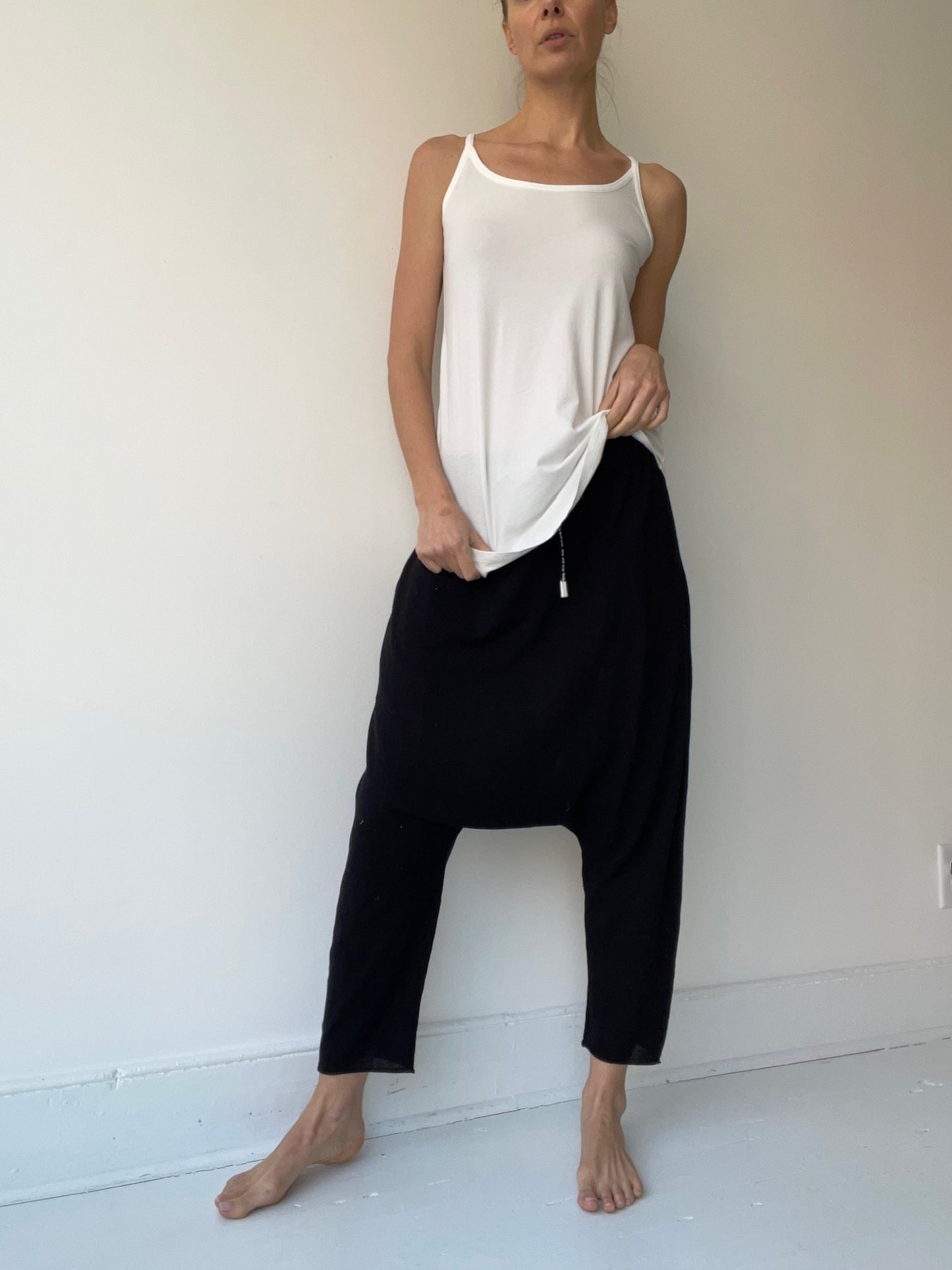 a rundholz black label white cami top with 95% cotton/5% elastane