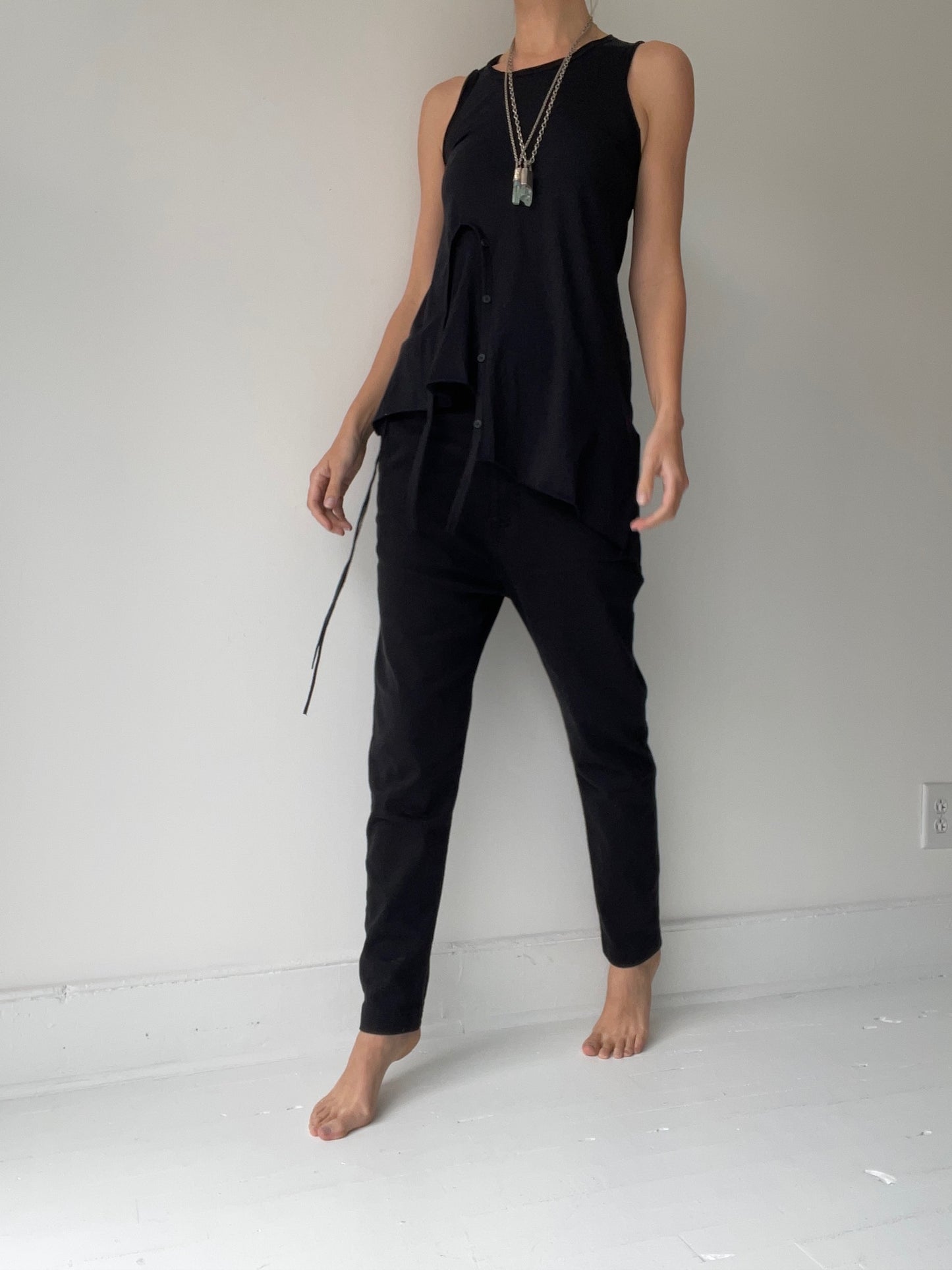 a bit low trouser pants by pal offner super stretch denim black