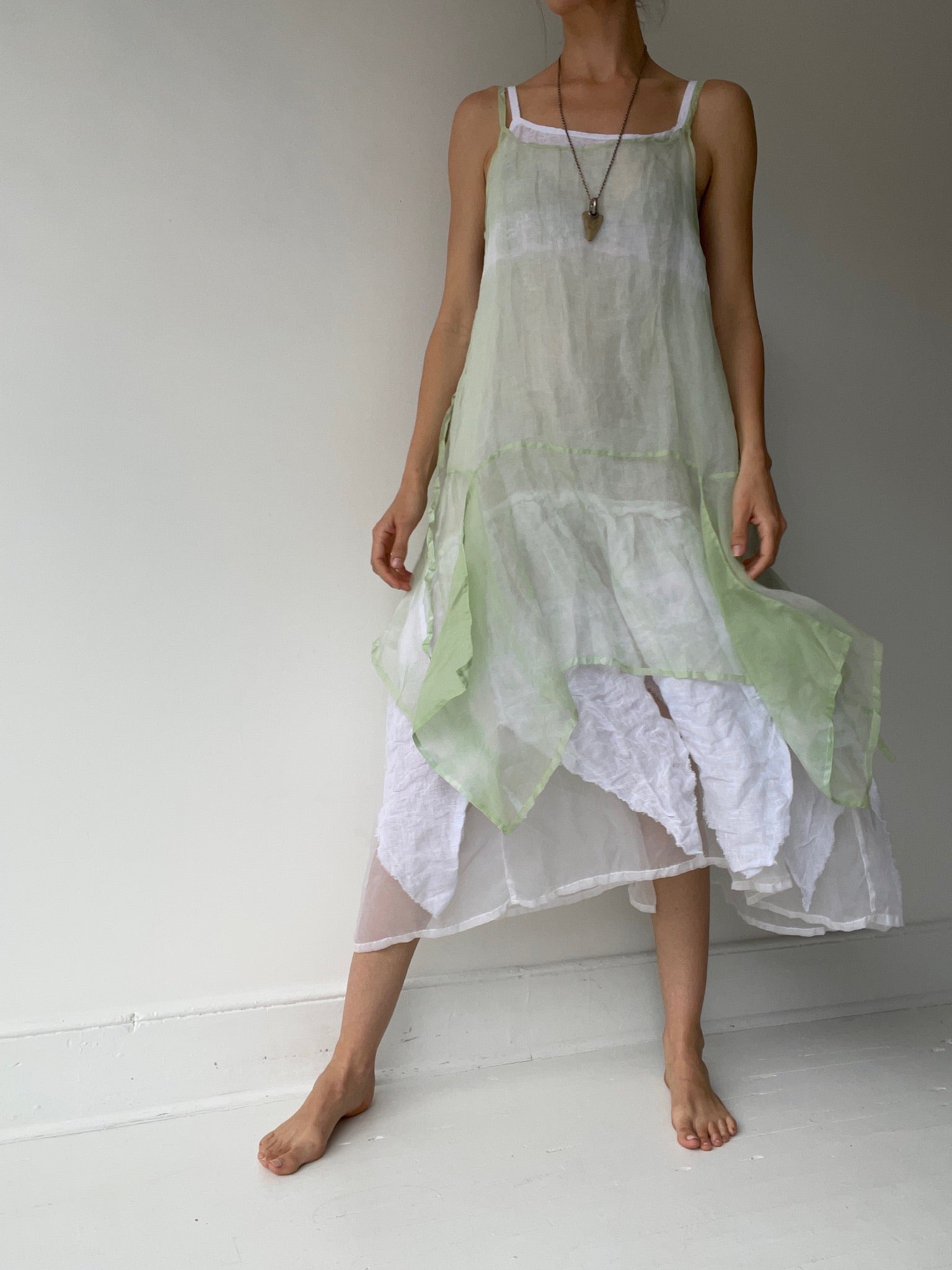 a krista larson short pinwheel slip MINT with 100% hand dyed silk organza