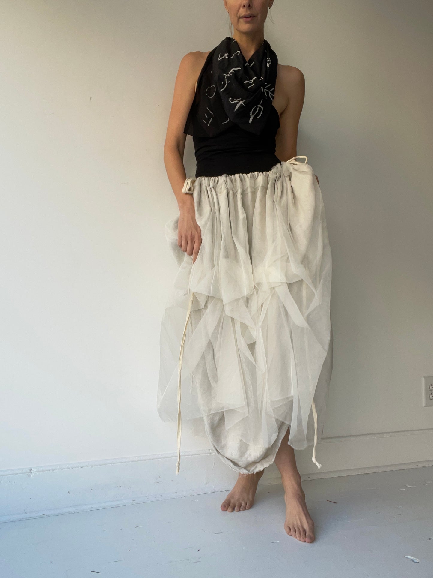 ash holden black silk cypher print scarf