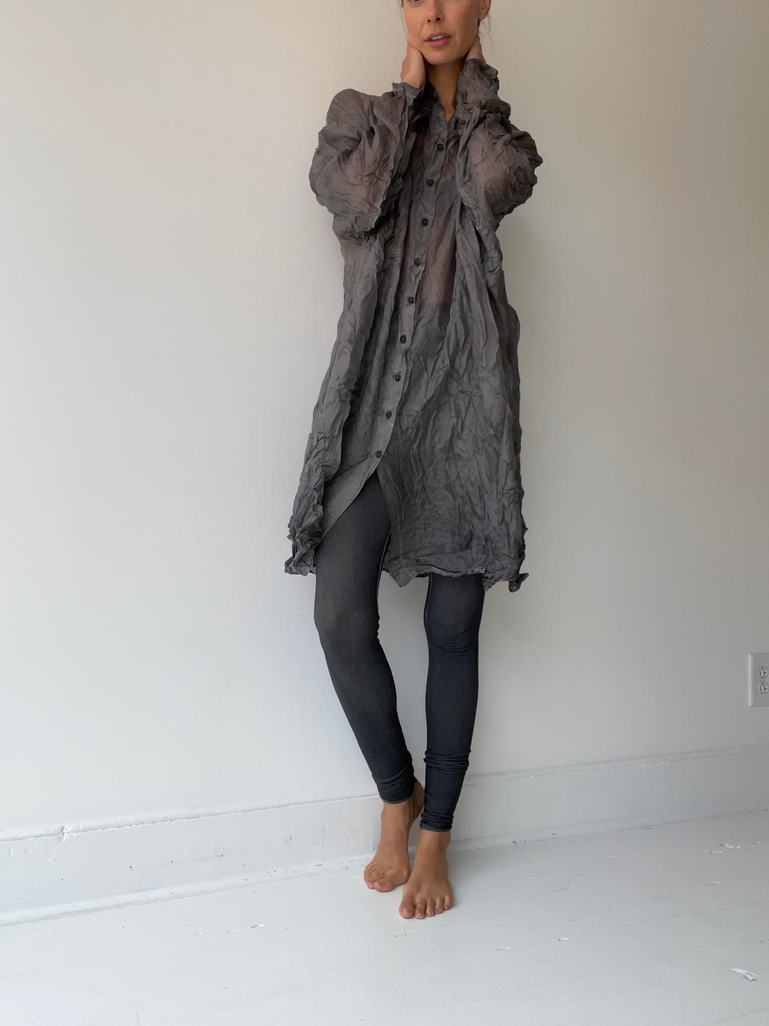 a rundholz dip silk shirt dress GRAY with 100% silk