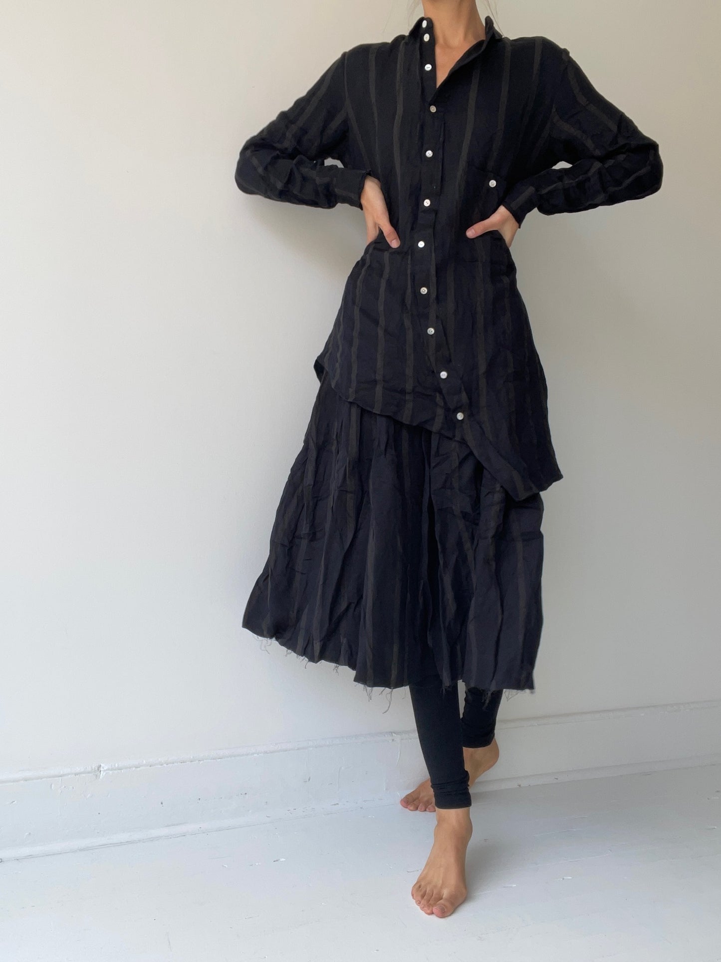 aleksandr manamïs bias collar stripe shirt