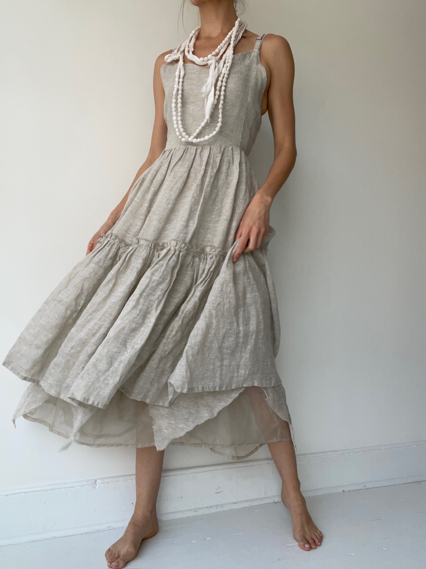 a krista larson oat farm slip with 100% linen gauze